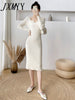 imCharms 2023 Autumn And Winter Sweater Skirt Light Mature Style Sexy Package Hip Bottoming Knitted Dress Women