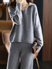imCharms 2023 Autumn And Winter Cashmere Suit Women Loose Lapel Sweater Wide Leg Pants Knitted Wool Two-Piece Trend