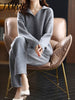 imCharms 2023 Autumn And Winter Cashmere Suit Women Loose Lapel Sweater Wide Leg Pants Knitted Wool Two-Piece Trend