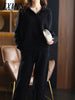 imCharms 2023 Autumn And Winter Cashmere Suit Women Loose Lapel Sweater Wide Leg Pants Knitted Wool Two-Piece Trend
