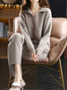 imCharms 2023 Autumn And Winter Cashmere Suit Women Loose Lapel Sweater Wide Leg Pants Knitted Wool Two-Piece Trend
