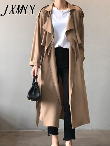 imCharms 2023 Autumn And Winter And Elegant Temperament Long Windbreaker Women's Retro British Style Casual Loose Coat