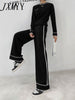 imCharms 2023 Autumn And Winter Love Temperament Two-Piece Black Cashmere Suit Casual Wide-Leg Pants Suit Women