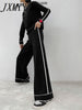 imCharms 2023 Autumn And Winter Love Temperament Two-Piece Black Cashmere Suit Casual Wide-Leg Pants Suit Women