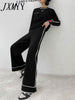 imCharms 2023 Autumn And Winter Love Temperament Two-Piece Black Cashmere Suit Casual Wide-Leg Pants Suit Women