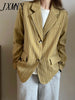 imCharms 2023 Autumn And Winter Vertical Striped Women's Casual Loose And Thin Simple Suit Long-Sleeved Jacket