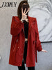 imCharms 2023 Autumn And Winter Windbreaker Women's Mid-Length Thin Solid Color Simple Temperament Coat Casual Hooded