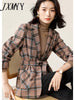 imCharms 2023 Autumn And Winter Vintage Plaid Commuter Elegant Temperament Versatile Women's Coat Top