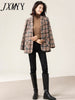 imCharms 2023 Autumn And Winter Vintage Plaid Commuter Elegant Temperament Versatile Women's Coat Top
