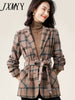 imCharms 2023 Autumn And Winter Vintage Plaid Commuter Elegant Temperament Versatile Women's Coat Top