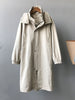 imCharms 2023 Autumn Khaki Hooded Trench Coat Women's Mid-Length Korean Version Casual Simple Chic Coat