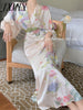 imCharms 2023 Autumn Products Waist Printing Temperament Dress Long-Sleeved V-Neck Spring Dress Women