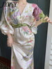 imCharms 2023 Autumn Products Waist Printing Temperament Dress Long-Sleeved V-Neck Spring Dress Women