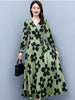 imCharms 2023 Autumn Waist Mid-Length Women's Skirt Long-Sleeved Elegant Temperament Printed Dress