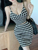 imCharms 2023 Autumn Knitted Suit Houndstooth Lingerie Elegant Temperament Camisole Skirt Women's Clothing