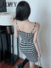 imCharms 2023 Autumn Knitted Suit Houndstooth Lingerie Elegant Temperament Camisole Skirt Women's Clothing