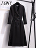 imCharms 2023 Autumn Slim Elegant Temperament Dress Long Trench Coat Suit Collar Coat Women's Clothing