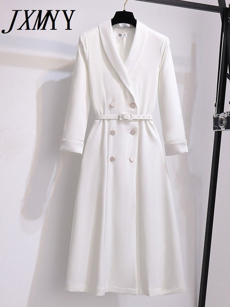 imCharms 2023 Autumn Slim Elegant Temperament Dress Long Trench Coat Suit Collar Coat Women's Clothing