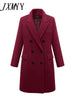 imCharms 2023 Autumn Winter Women Coats Casual Jackets Woolen Overcoat Elegant Double Breasted Long Ladies Coat Plus Size Outwear