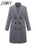 imCharms 2023 Autumn Winter Women Coats Casual Jackets Woolen Overcoat Elegant Double Breasted Long Ladies Coat Plus Size Outwear
