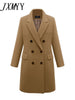 imCharms 2023 Autumn Winter Women Coats Casual Jackets Woolen Overcoat Elegant Double Breasted Long Ladies Coat Plus Size Outwear