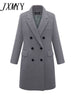 imCharms 2023 Autumn Winter Women Coats Casual Jackets Woolen Overcoat Elegant Double Breasted Long Ladies Coat Plus Size Outwear