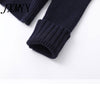 imCharms 2023 Autumn Women Loose Single Breasted Versatile Long Sleeve Patchwork Denim Top Knitted Cardigan Sweater Knitted