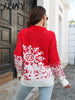 imCharms 2023 Autumn and Winter Christmas Sweater Women's Snowflake Jacquard Lantern Sleeve Sweater