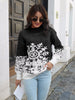 imCharms 2023 Autumn and Winter Christmas Sweater Women's Snowflake Jacquard Lantern Sleeve Sweater