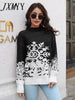 imCharms 2023 Autumn and Winter Christmas Sweater Women's Snowflake Jacquard Lantern Sleeve Sweater