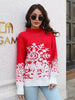 imCharms 2023 Autumn and Winter Christmas Sweater Women's Snowflake Jacquard Lantern Sleeve Sweater