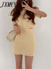 imCharms 2023 Chic Summer Round Neck Single-Breasted Short Knitted Sweater + High Waist Bag Hip Short Skirt Suit