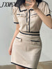 imCharms 2023 Chic Summer Elegant Temperament Short-Sleeved Contrasting Knitted Sweater + A-Line Short Skirt Suit