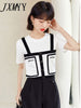imCharms 2023 All-Match Short-Sleeved Slim Top Cotton Summer Women's T-Shirt Suspender Design Sense
