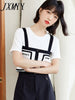 imCharms 2023 All-Match Short-Sleeved Slim Top Cotton Summer Women's T-Shirt Suspender Design Sense