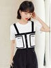 imCharms 2023 All-Match Short-Sleeved Slim Top Cotton Summer Women's T-Shirt Suspender Design Sense