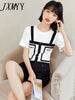 imCharms 2023 All-Match Short-Sleeved Slim Top Cotton Summer Women's T-Shirt Suspender Design Sense