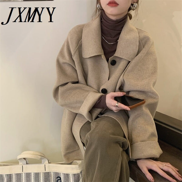 imCharms 2023 And Elegant Temperament Korean Short Woolen Coat Female Gentle Wind Double-Sided Woolen Coat
