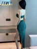 imCharms 2023 And Elegant Temperament Tube Top + Skirt Sexy Ultra-Short Wrap Top Slit Tight Bag Hip Skirt Women's Suit