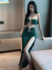 imCharms 2023 And Elegant Temperament Tube Top + Skirt Sexy Ultra-Short Wrap Top Slit Tight Bag Hip Skirt Women's Suit