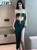 imCharms 2023 And Elegant Temperament Tube Top + Skirt Sexy Ultra-Short Wrap Top Slit Tight Bag Hip Skirt Women's Suit