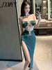 imCharms 2023 And Elegant Temperament Tube Top + Skirt Sexy Ultra-Short Wrap Top Slit Tight Bag Hip Skirt Women's Suit