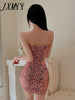 imCharms 2023 European And American Suspenders Print Snake Pattern Hollow Low-Cut Slim Fit Hip Sexy Dress Women