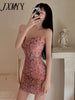 imCharms 2023 European And American Suspenders Print Snake Pattern Hollow Low-Cut Slim Fit Hip Sexy Dress Women