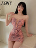 imCharms 2023 European And American Suspenders Print Snake Pattern Hollow Low-Cut Slim Fit Hip Sexy Dress Women