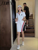 imCharms 2023 Love Casual Simple Dress Color Matching Polo Collar Summer Temperament Slim Mid-Length Women's Skirt
