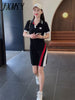 imCharms 2023 Love Casual Simple Dress Color Matching Polo Collar Summer Temperament Slim Mid-Length Women's Skirt