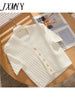 imCharms 2023 Elegant V-Neck Starfish Button Cardigan Short-Sleeved Women's Summer Thin Knitted Short Shirt Top