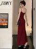 imCharms 2023 Sexy Slim Fit Three-Color Package Hip Street Elegant High-End A-Line Elastic Suspender Dress Long Skirt