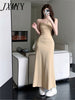 imCharms 2023 Sexy Slim Fit Three-Color Package Hip Street Elegant High-End A-Line Elastic Suspender Dress Long Skirt